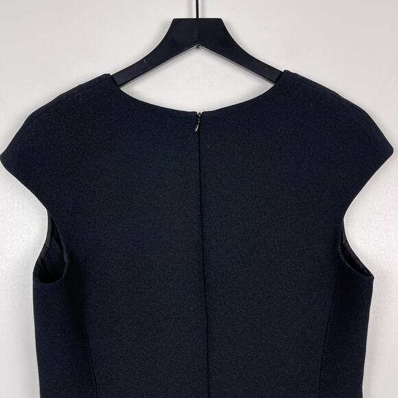 Vince Size 10 Sheath Cap Sleeve Mini Dress Black Polyester Stretch Ponte - Picture 8 of 10